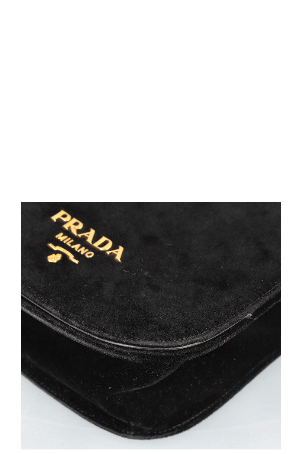 PRADA Pionniere Shoulder Bag Velvet & Leather Black & White