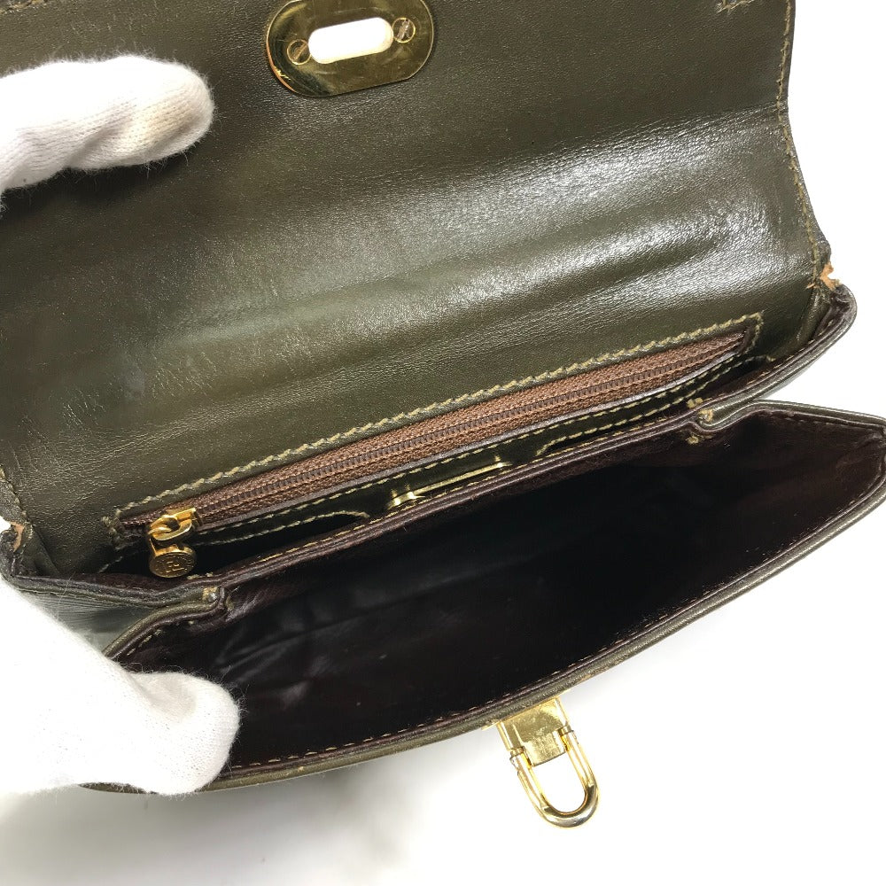 FENDI Shoulder Bag leather khaki handbag bag vintage