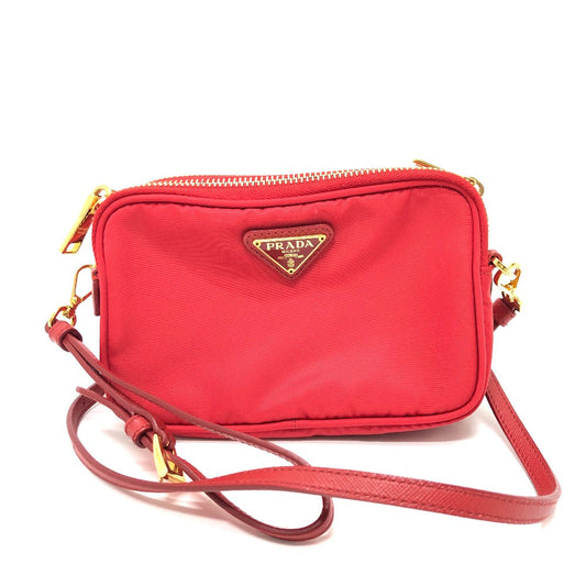 PRADA Shoulder Bag Nylon Red Triangle logo plate unisex(Unisex) Used