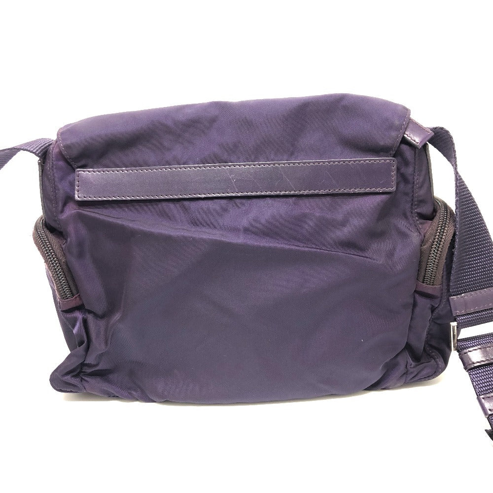 PRADA Shoulder Bag Nylon / leather purple Triangle logo Triangular logo plate