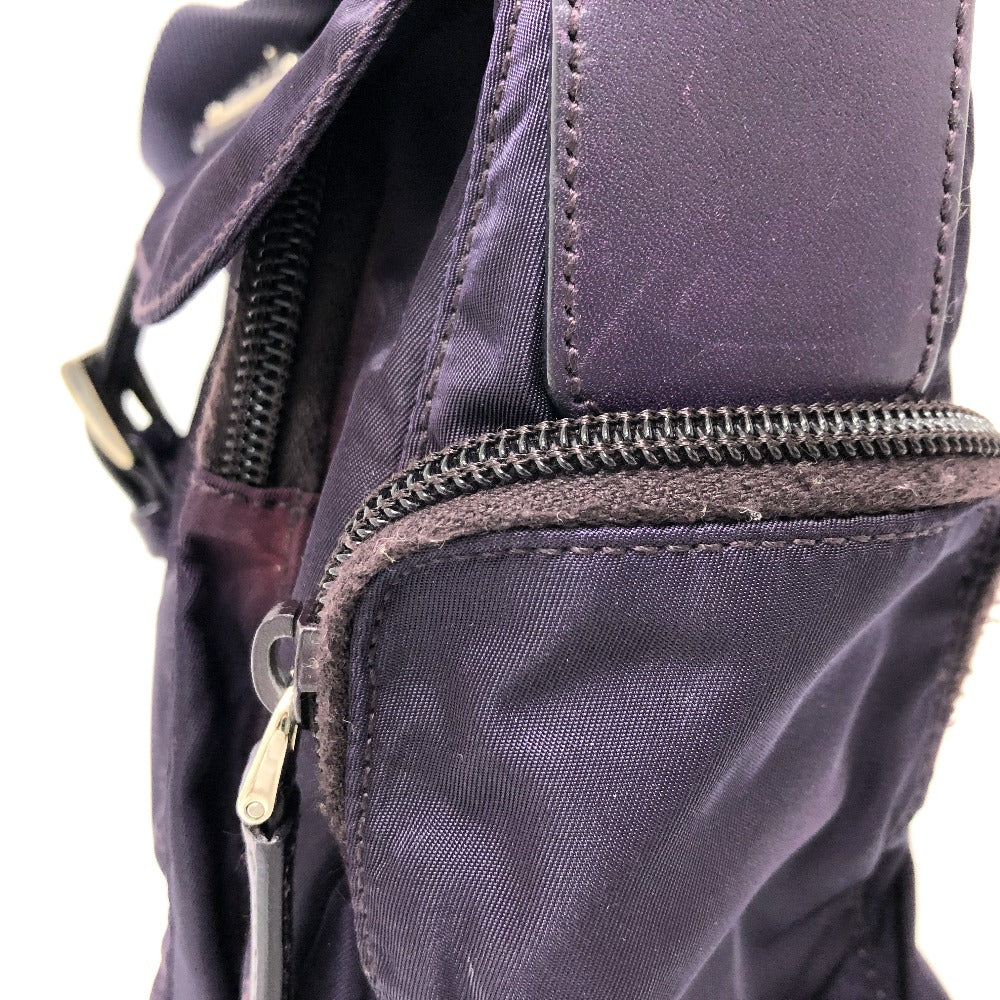 PRADA Shoulder Bag Nylon / leather purple Triangle logo Triangular logo plate