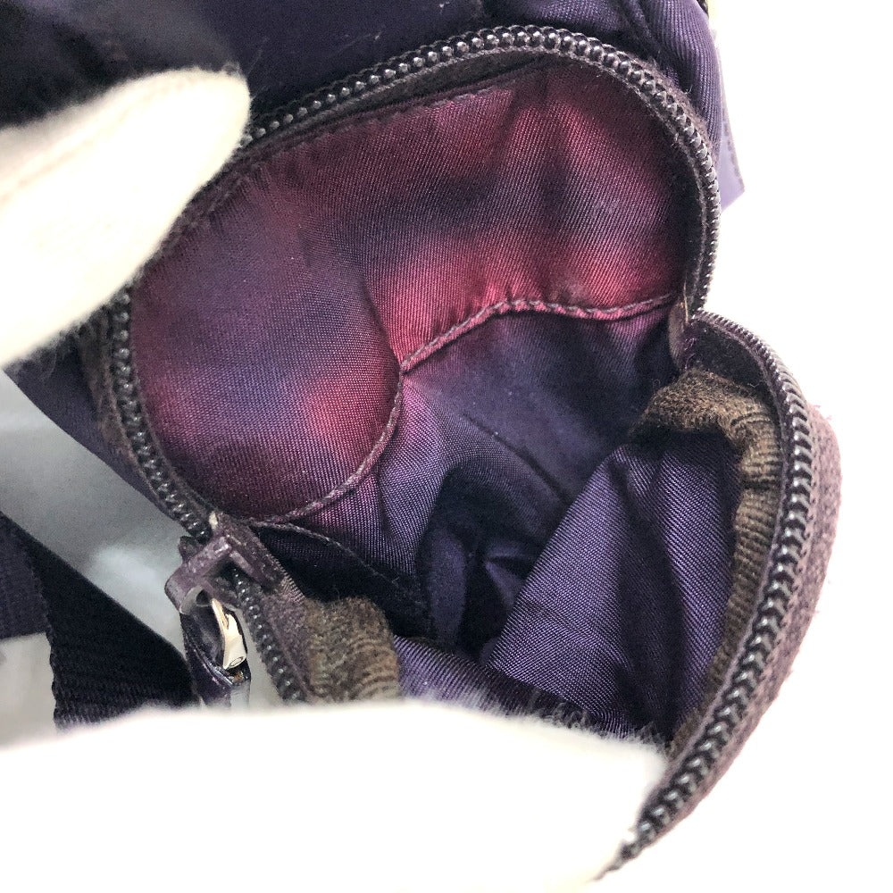 PRADA Shoulder Bag Nylon / leather purple Triangle logo Triangular logo plate