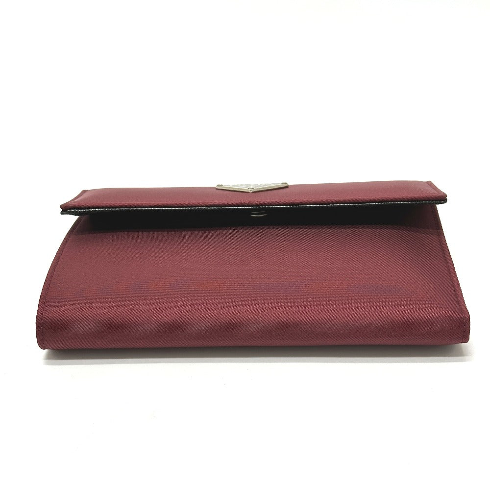 PRADA Trifold wallet Nylon, Saffiano Leather wine-red Triangle logo mens Used