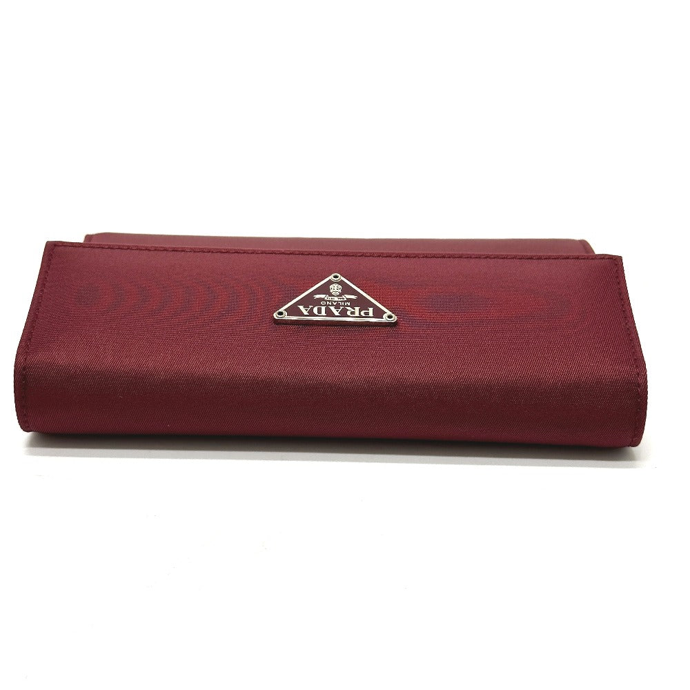 PRADA Trifold wallet Nylon, Saffiano Leather wine-red Triangle logo mens Used