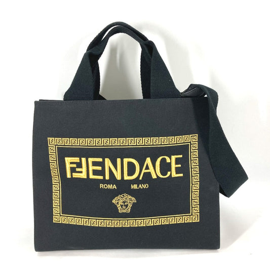 FENDI Shoulder Bag 8BH395 canvas black VERSACE collaboration FENDACE FENDACE Women Used