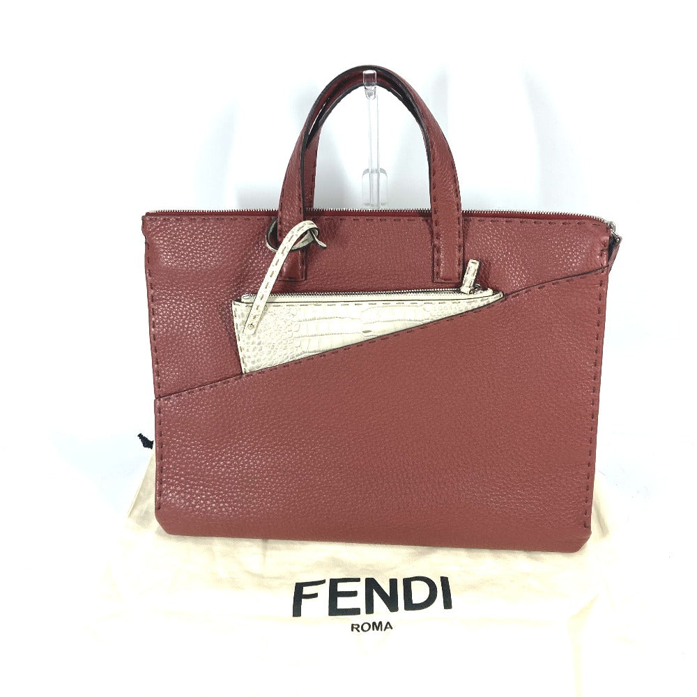 FENDI Business bag leather Brown Handbag Celeria mens Used