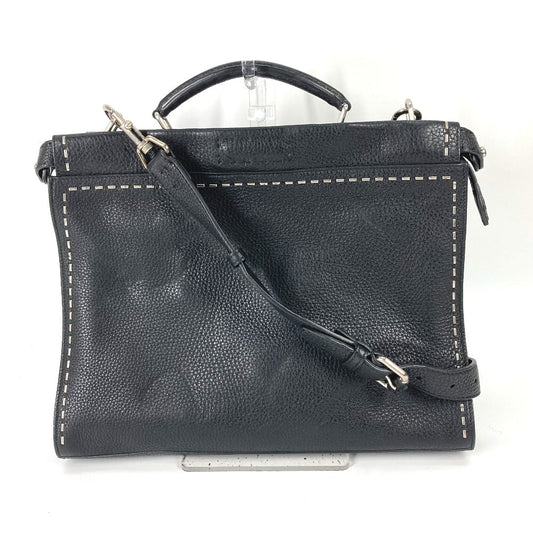 FENDI Handbag 7VA406 leather black Shoulder Bag Crossbody bag Selleria Peekaboo Iconic Fit mens Used