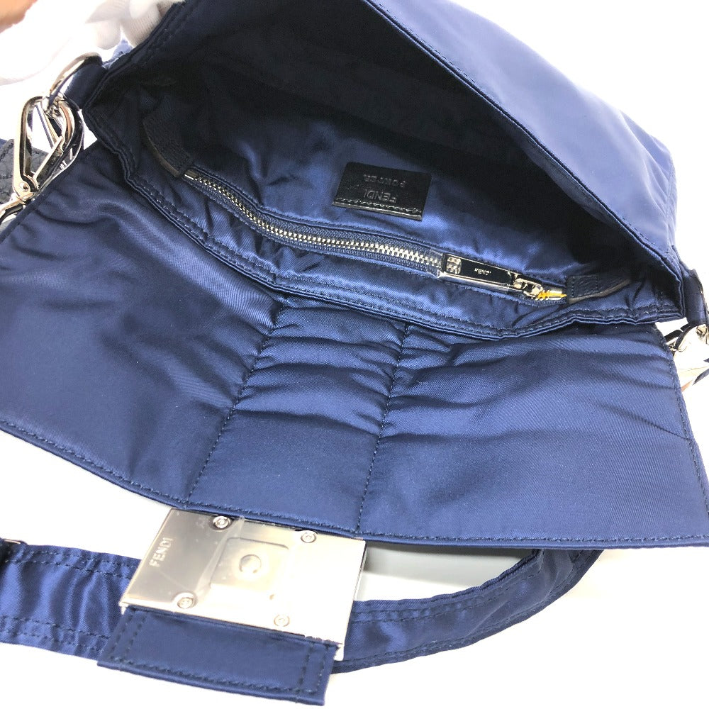FENDI Shoulder Bag 7VA472 Nylon Navy PORTER collaboration baguette Women Used