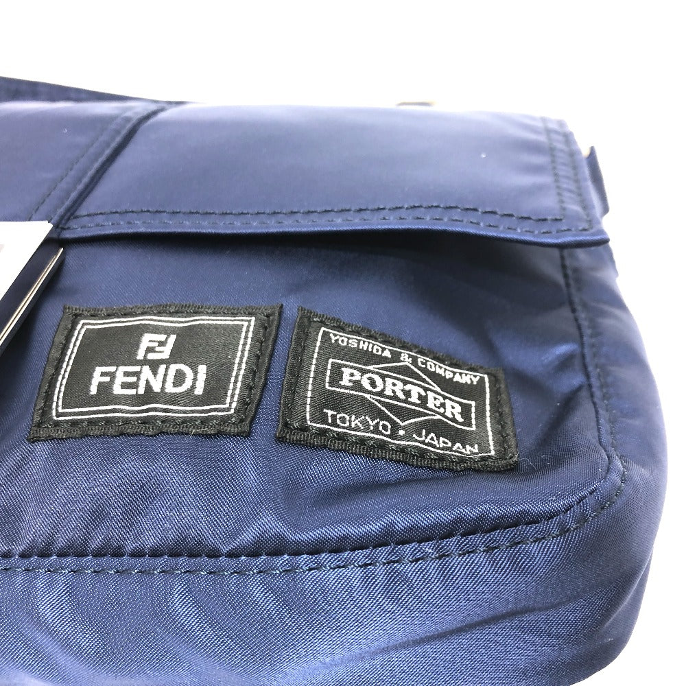 FENDI Shoulder Bag 7VA472 Nylon Navy PORTER collaboration baguette Women Used