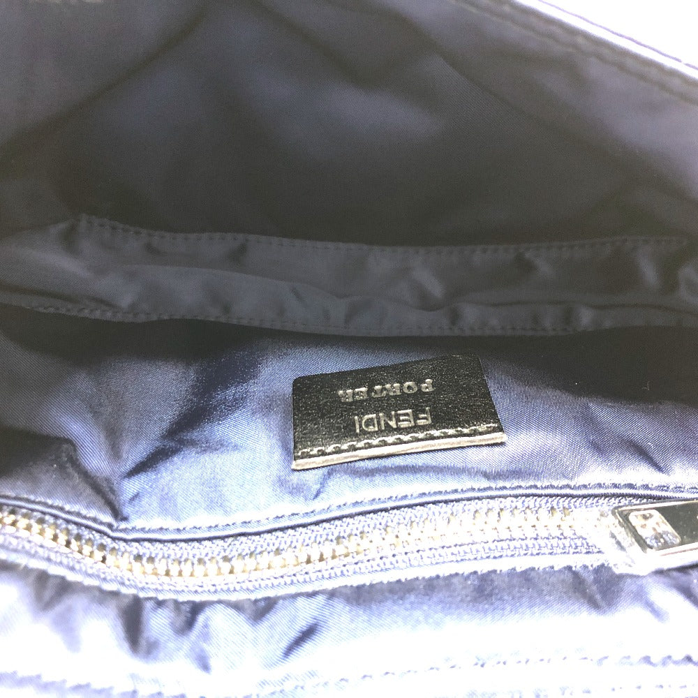 FENDI Shoulder Bag 7VA472 Nylon Navy PORTER collaboration baguette Women Used