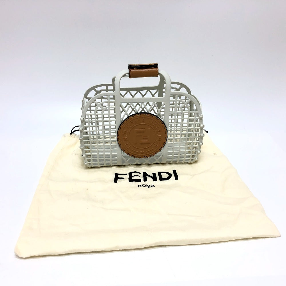FENDI Handbag 8BH388 rubber leather white Basket small Women Used