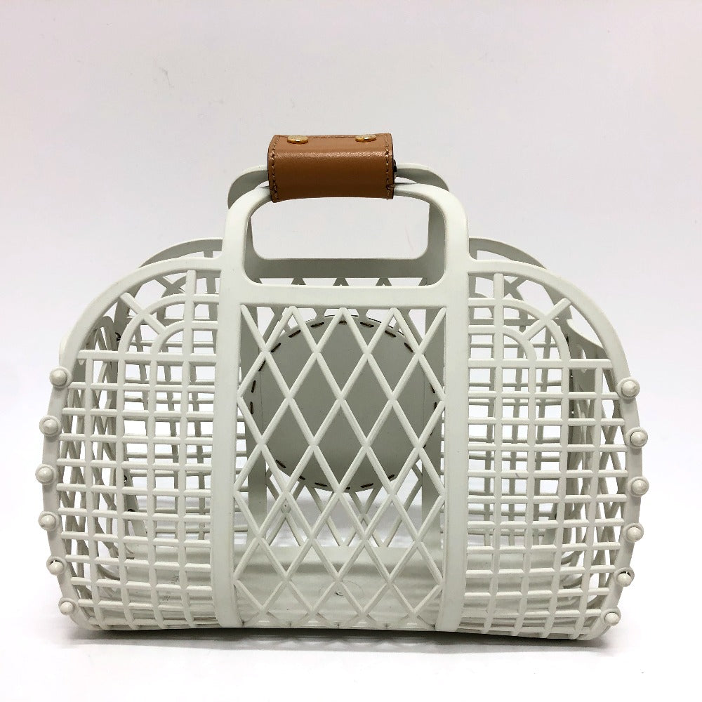 FENDI Handbag 8BH388 rubber leather white Basket small Women Used