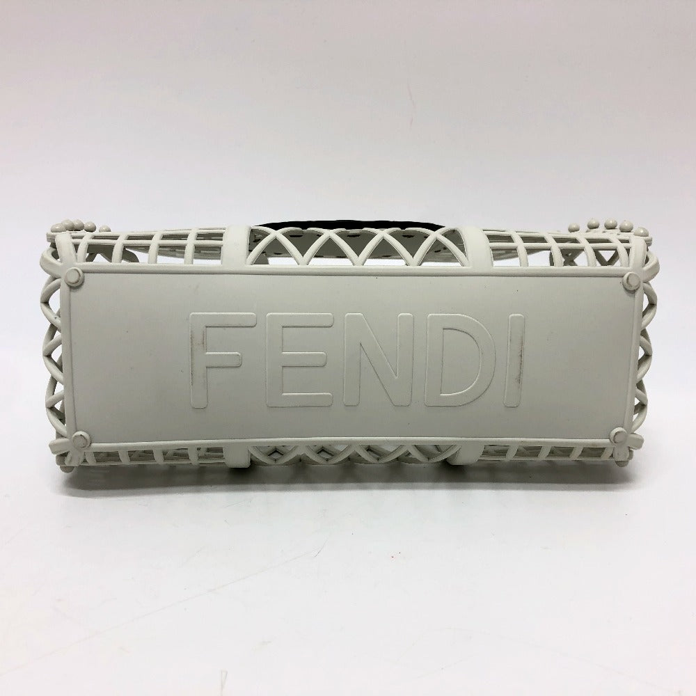 FENDI Handbag 8BH388 rubber leather white Basket small Women Used