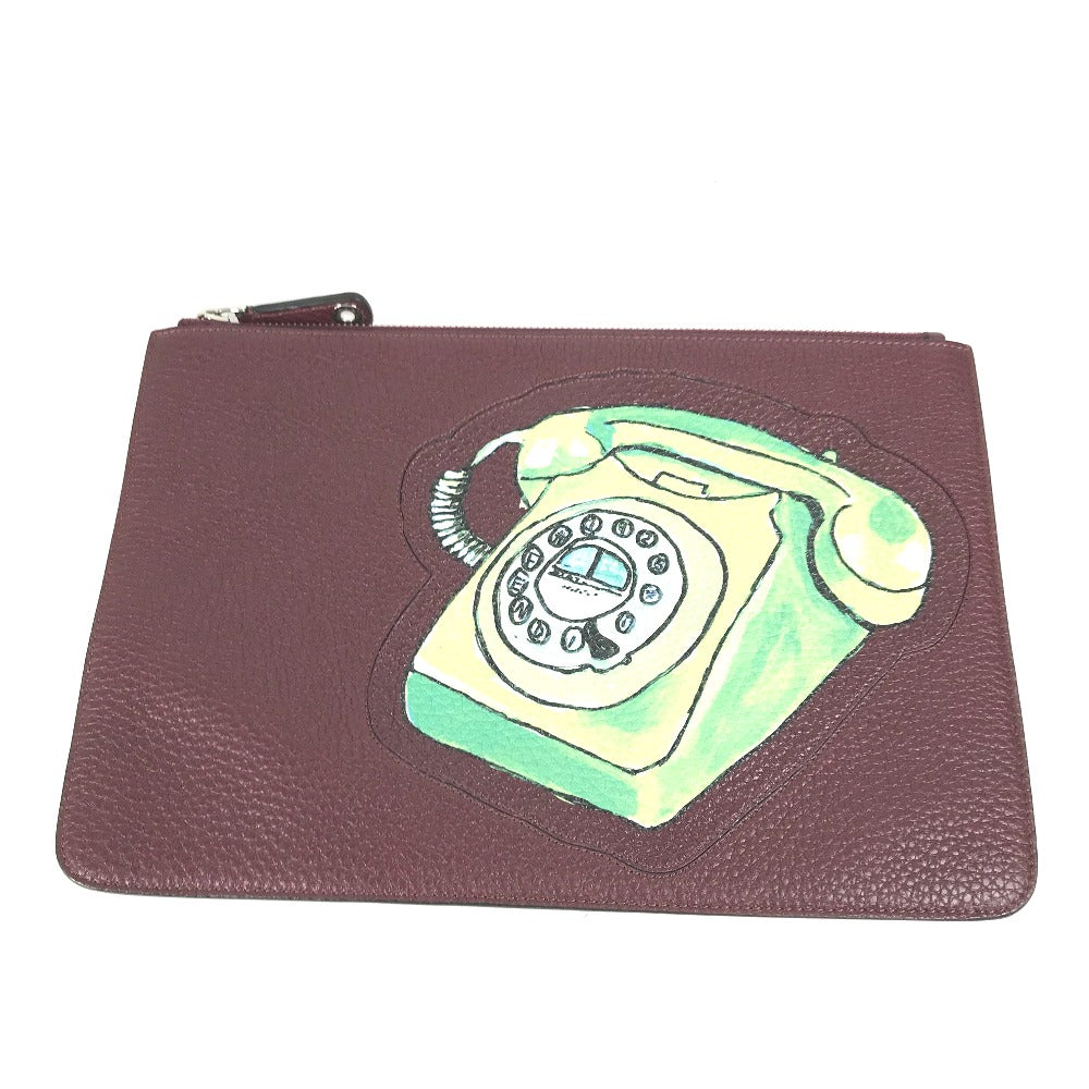 FENDI Clutch bag 7N0078 leather Brown type Pouch pouch Telephone Design mens Used