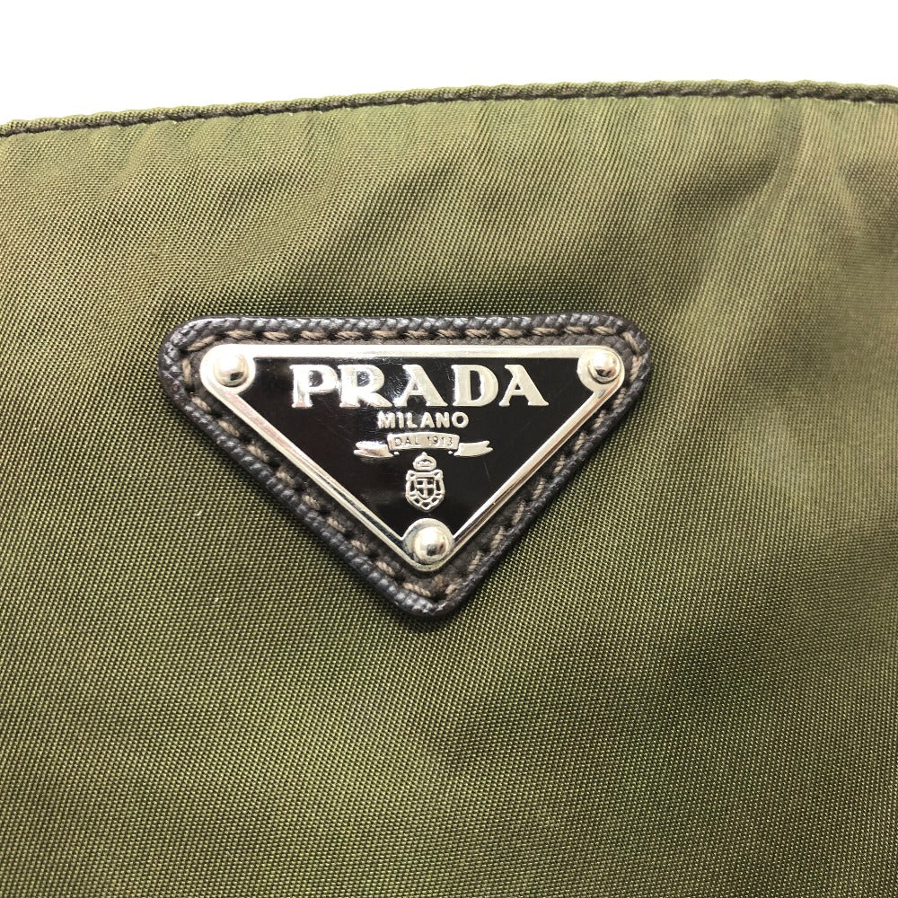 PRADA Shoulder Bag Nylon khaki Triangle logo mens Used