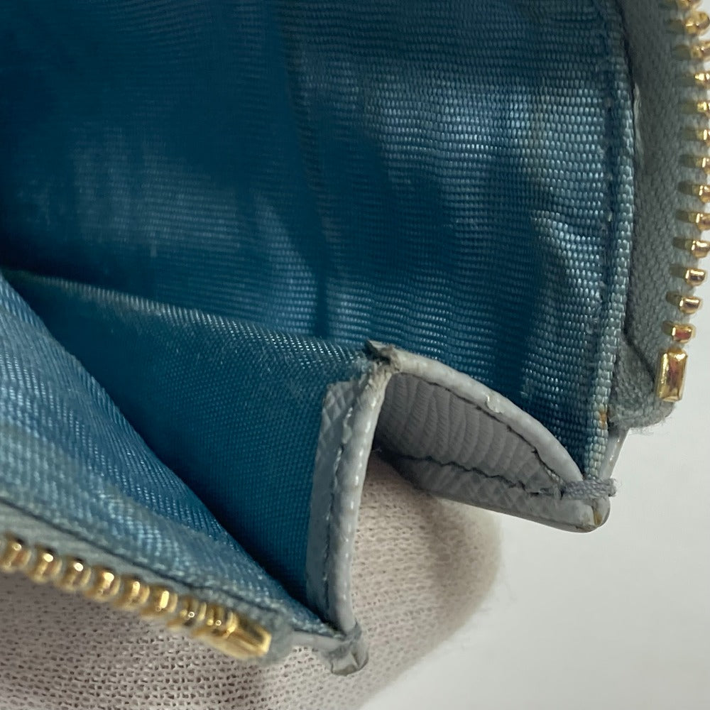 PRADA Coin case saffiano leather blue logo Women Used