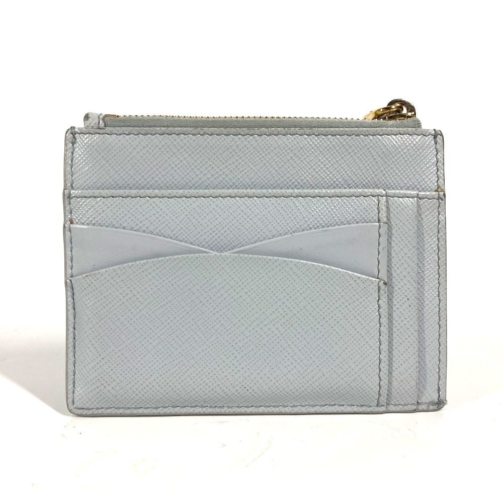 PRADA Coin case saffiano leather blue logo Women Used