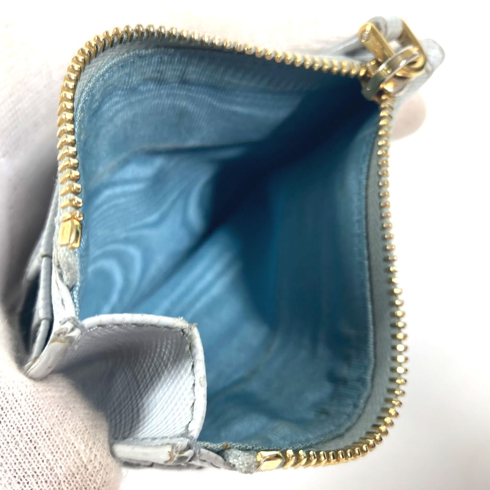 PRADA Coin case saffiano leather blue logo Women Used