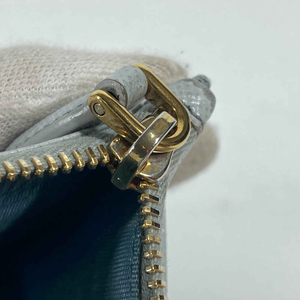 PRADA Coin case saffiano leather blue logo Women Used