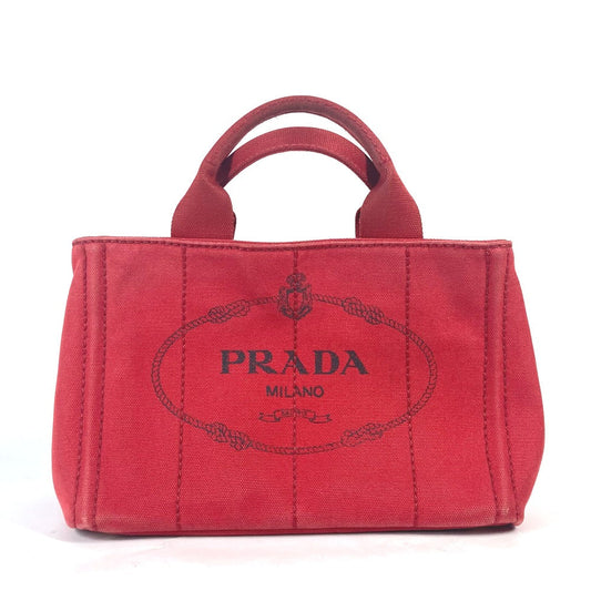 PRADA Tote Bag canvas Red With logo Canapa CANAPA MINI