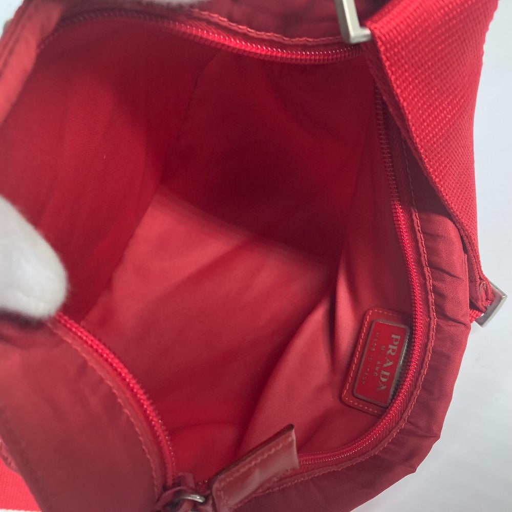 PRADA Shoulder Bag Nylon Red Pochette Triangle logo plate