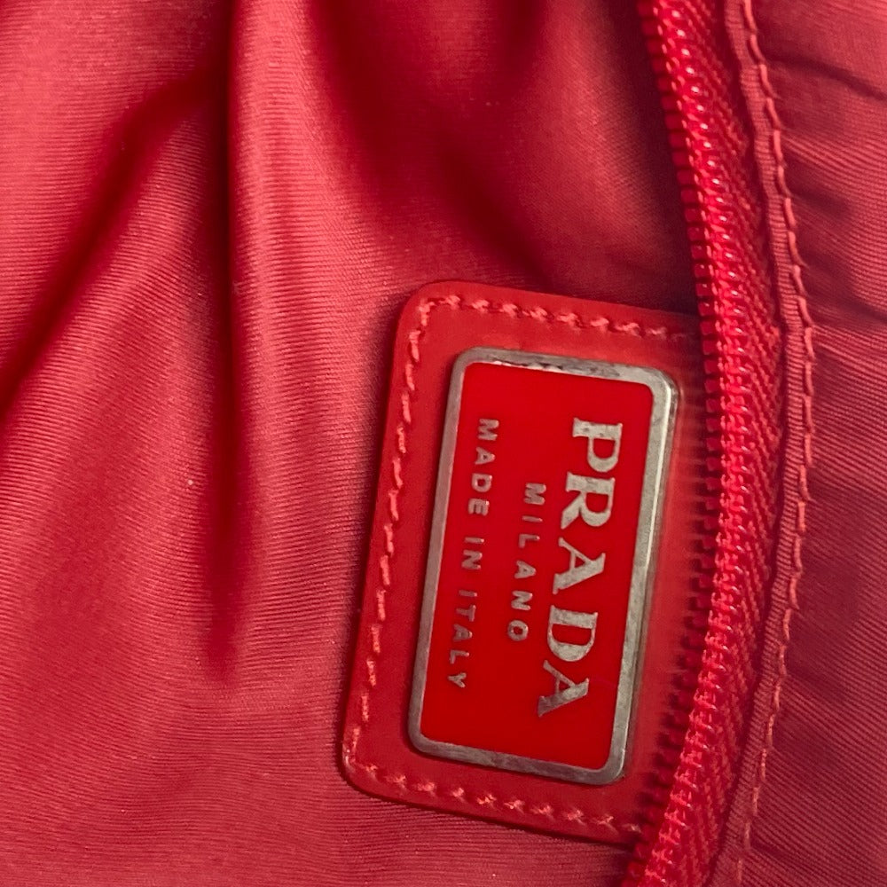 PRADA Shoulder Bag Nylon Red Pochette Triangle logo plate