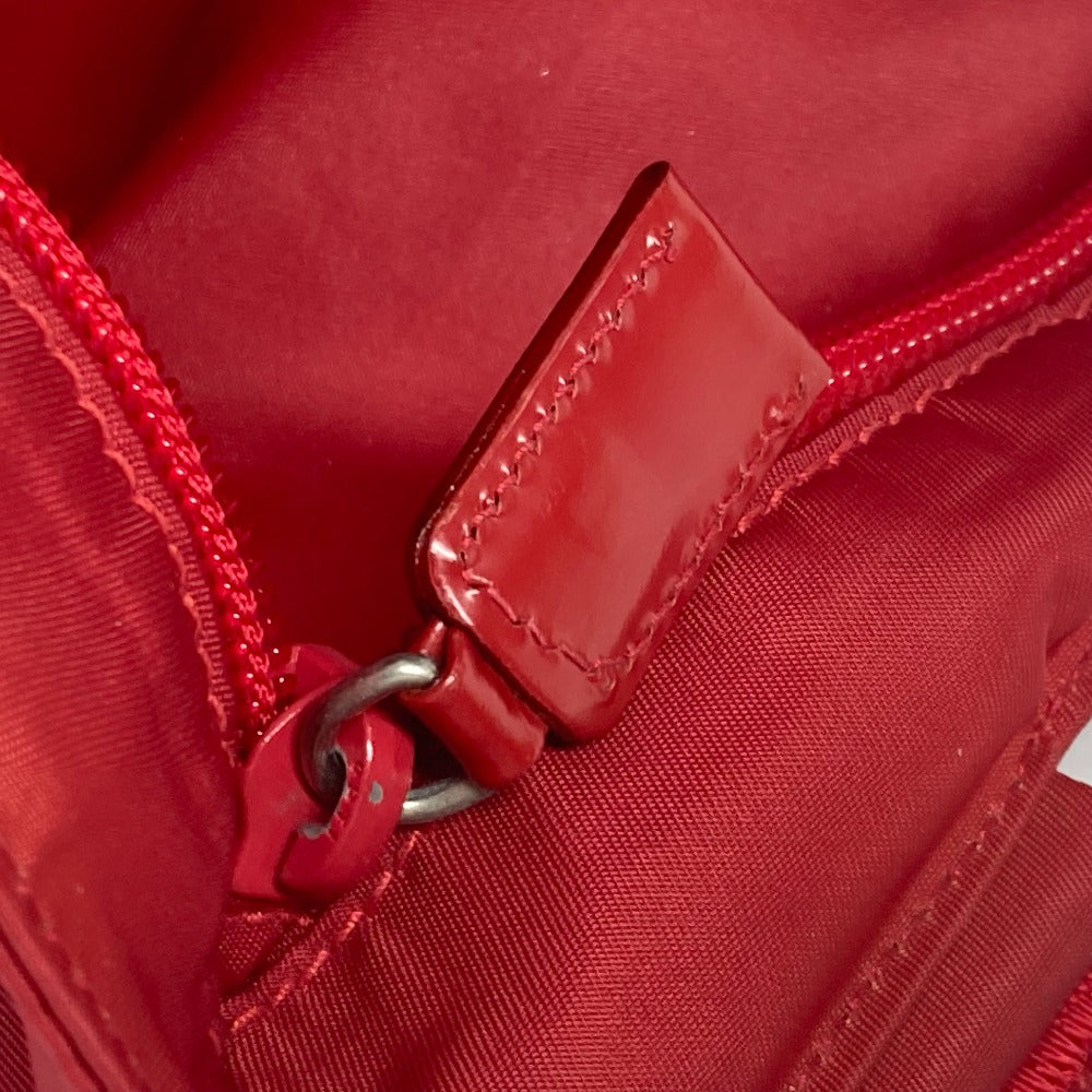 PRADA Shoulder Bag Nylon Red Pochette Triangle logo plate