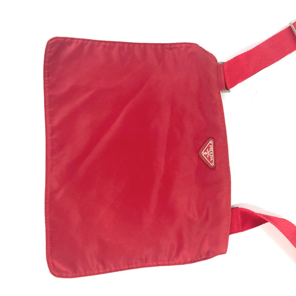 PRADA Shoulder Bag Nylon Red Pochette Triangle logo plate