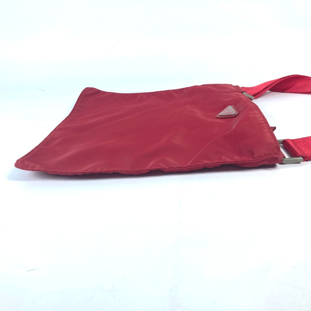 PRADA Shoulder Bag Nylon Red Pochette Triangle logo plate