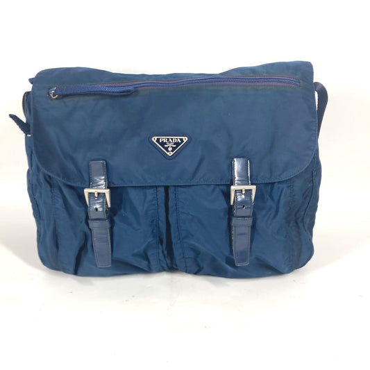 PRADA Shoulder Bag B1738 Nylon blue Triangle logo plate