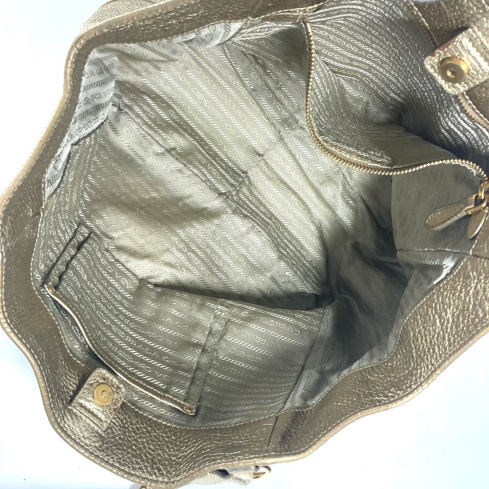 PRADA Shoulder Bag leather gold logo