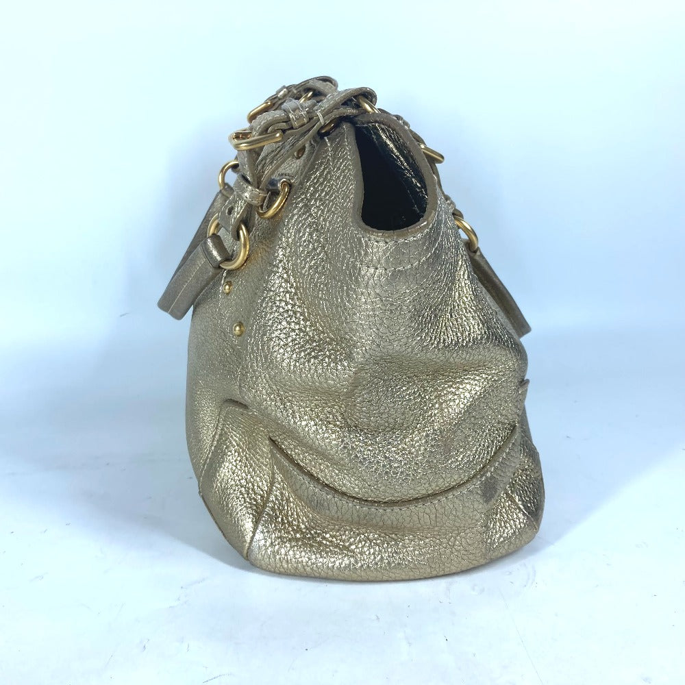 PRADA Shoulder Bag leather gold logo
