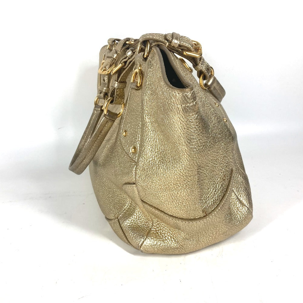 PRADA Shoulder Bag leather gold logo