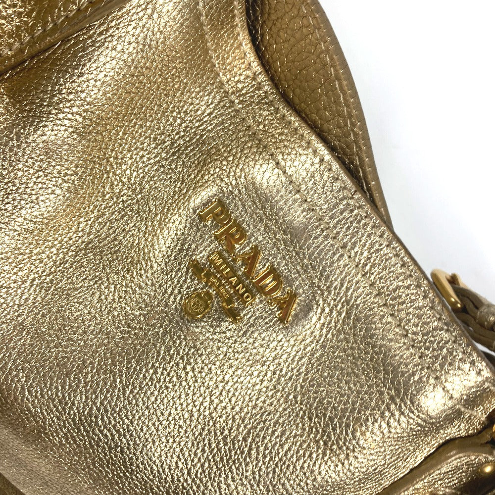 PRADA Shoulder Bag leather gold logo