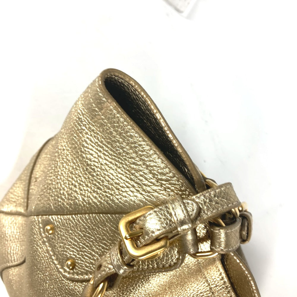 PRADA Shoulder Bag leather gold logo