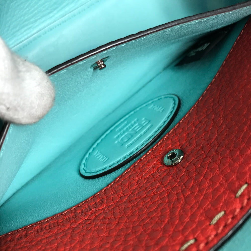 FENDI Shoulder Bag leather Red Mamma Bucket Celeria Women Used
