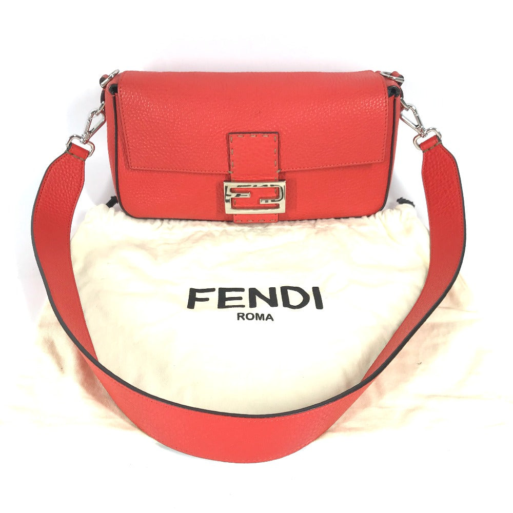 FENDI Shoulder Bag leather Red Mamma Bucket Celeria Women Used