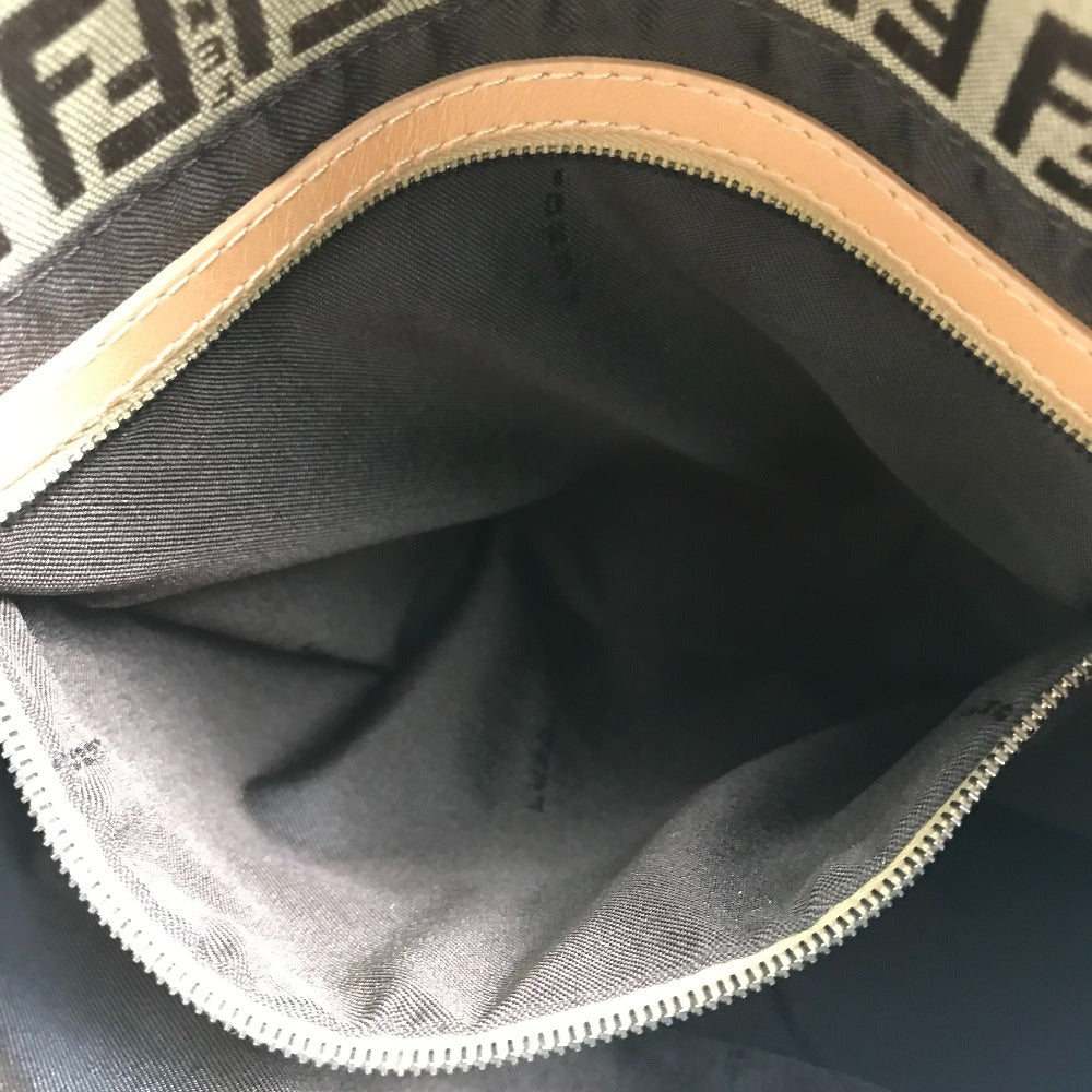 FENDI Shoulder Bag bag one belt Zucca FF pattern Canvas / leather 8BR001 beige Women Used