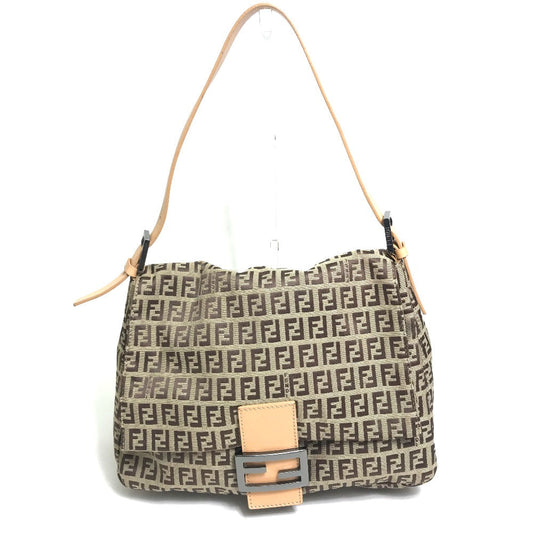 FENDI Shoulder Bag bag one belt Zucca FF pattern Canvas / leather 8BR001 beige Women Used