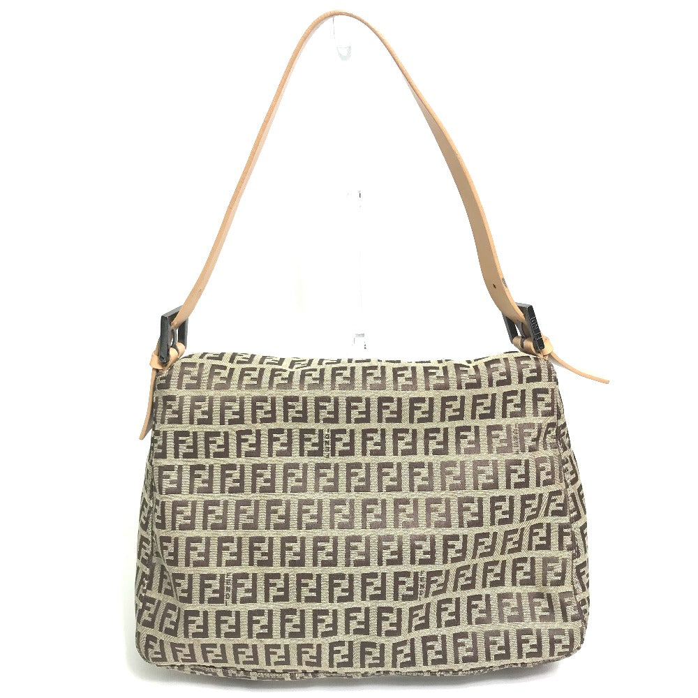 FENDI Shoulder Bag bag one belt Zucca FF pattern Canvas / leather 8BR001 beige Women Used