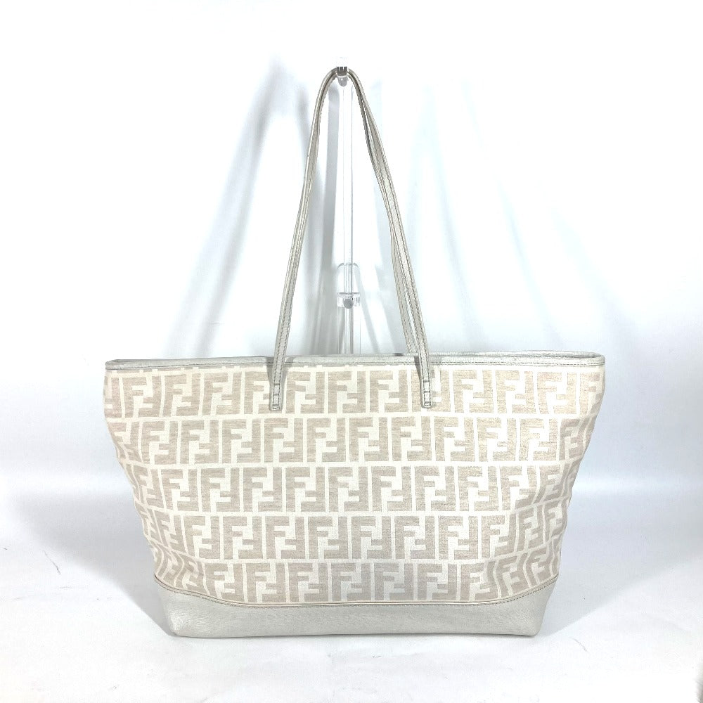 FENDI Shoulder Bag 8BH185 Leather / canvas white Bag Shoulder Bag Tote Bag Zucca logo metal plate