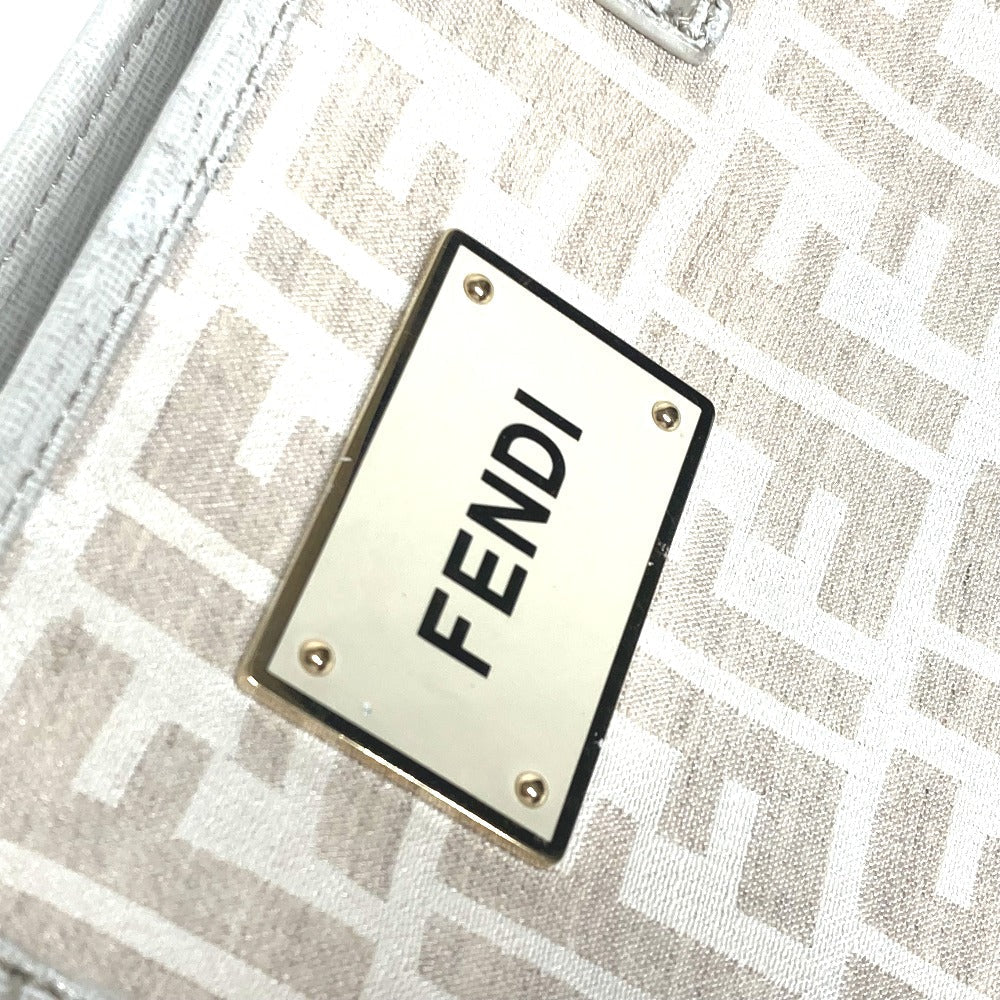 FENDI Shoulder Bag 8BH185 Leather / canvas white Bag Shoulder Bag Tote Bag Zucca logo metal plate