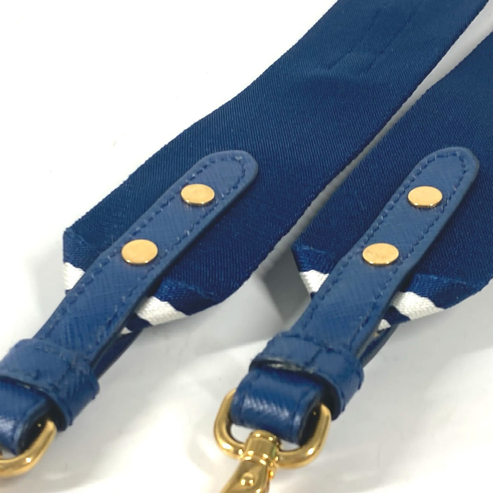 PRADA Shoulder strap Leather / canvas blue stripe