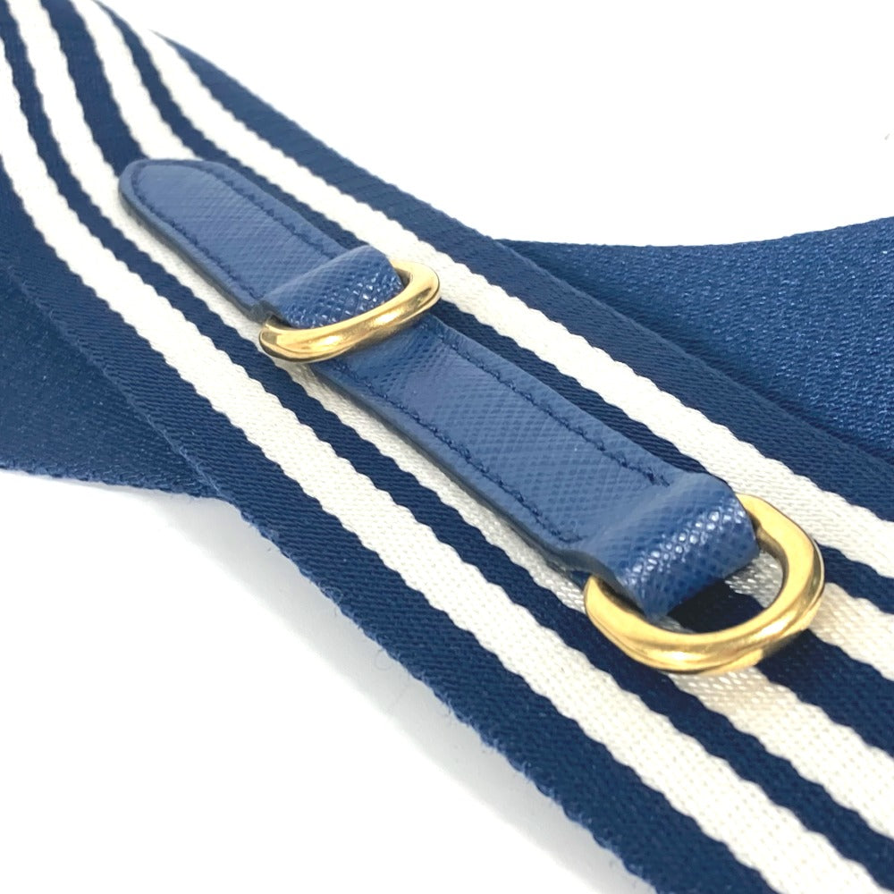 PRADA Shoulder strap Leather / canvas blue stripe