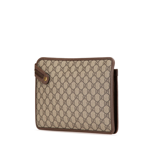 Brown Gucci GG Supreme Web Ophidia Clutch