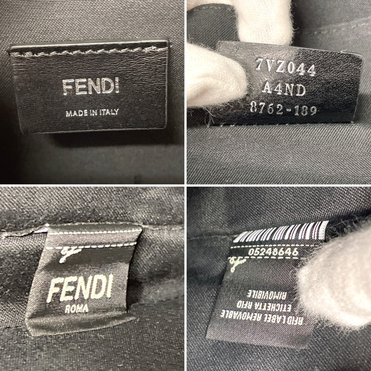 FENDI Backpack 7VZ044 A4ND Nylon, Leather black Zucca