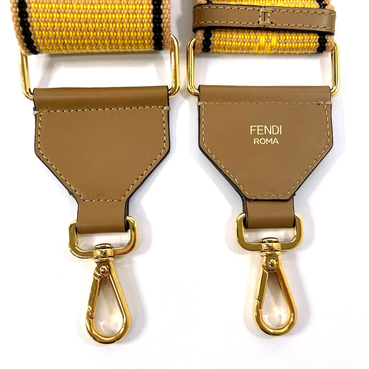 FENDI Shoulder strap Canvas, Leather yellow Strap you