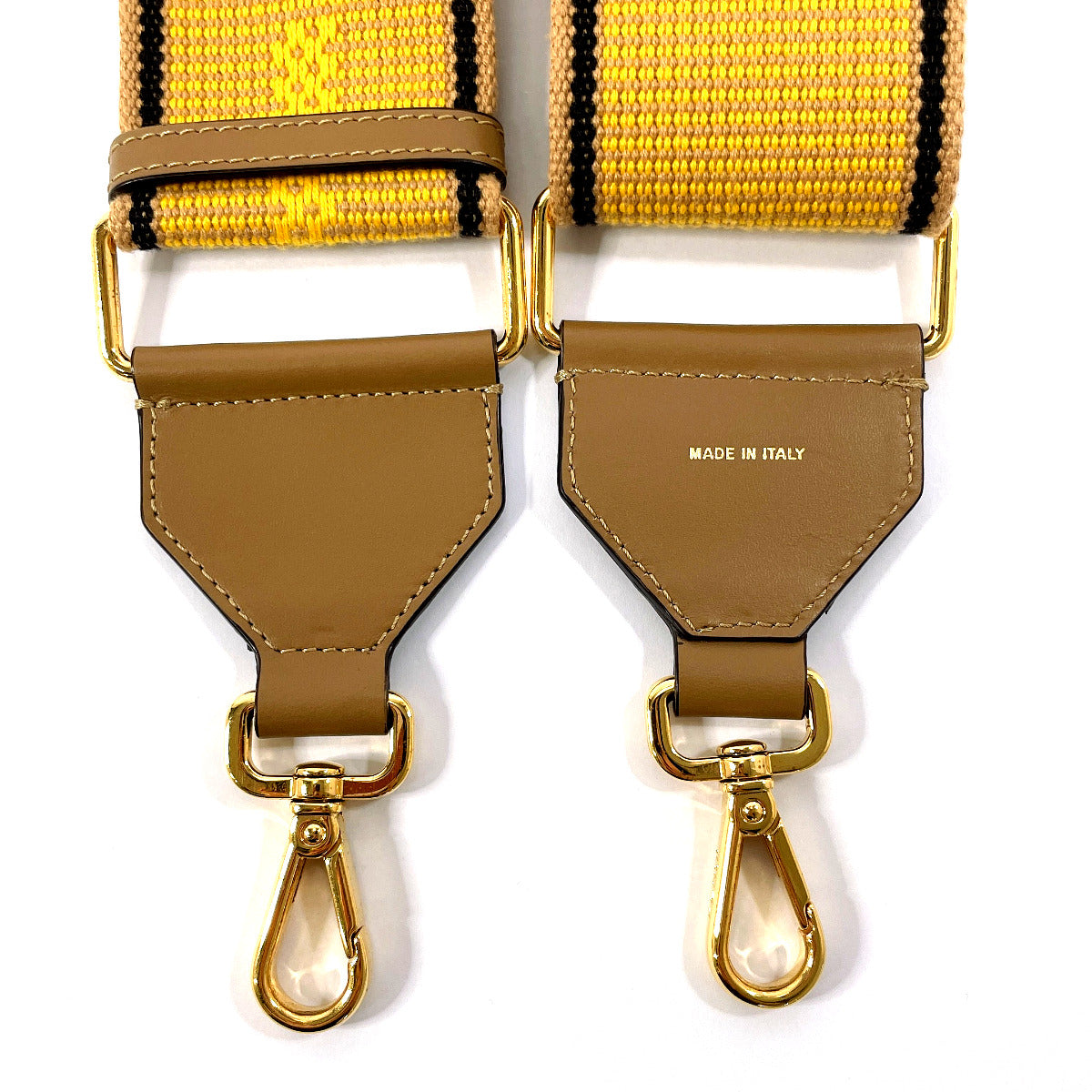 FENDI Shoulder strap Canvas, Leather yellow Strap you