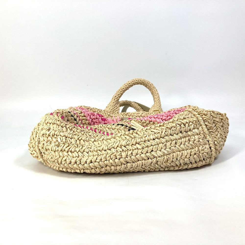 PRADA Handbag Raffia beige Triangle logo plate Canapa Women Used