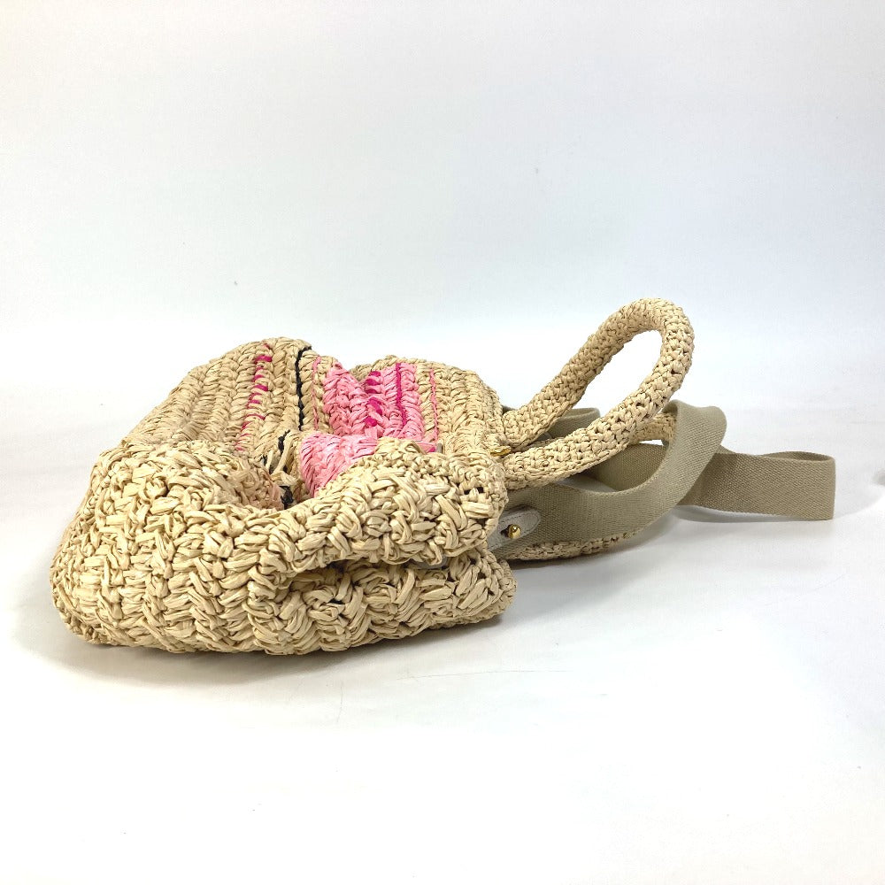 PRADA Handbag Raffia beige Triangle logo plate Canapa Women Used